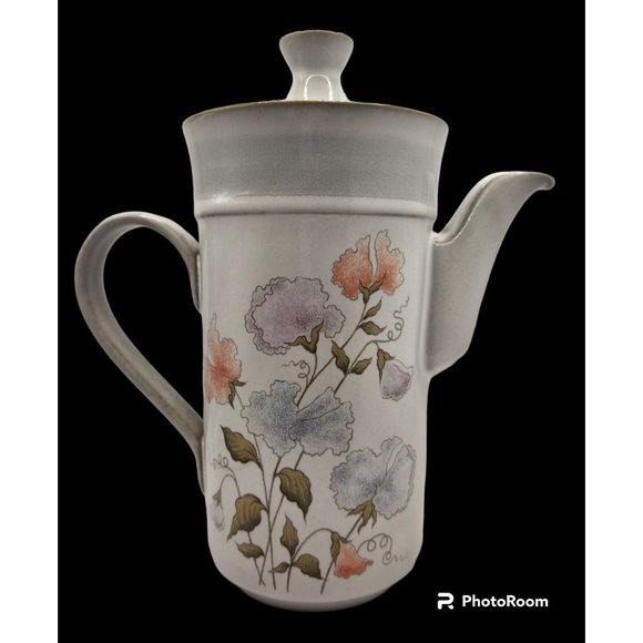 Vntg Denby Dauphine Fine Stoneware Coffee Pot Handcrafted In England 9" Tall EUC - Picture 1 of 9
